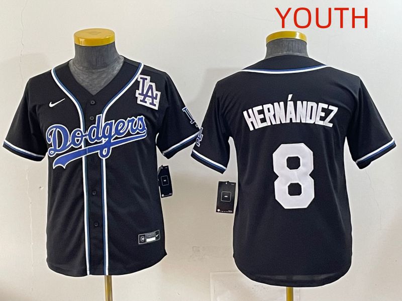 Youth 2025 Los Angeles Dodgers 8 Hernandez Black Three generations Fashion Nike MLB Jersey style 11